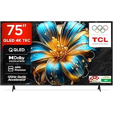 TCL 189 cm (75 inches) 4K Ultra HD Smart LED Google TV | 4K HDR | Dolby Vision & Atmos | MEMC | 75V6C